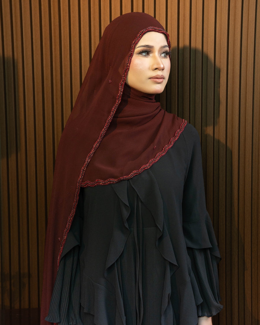 Shawl Beaded Marvelle in Deep Rust