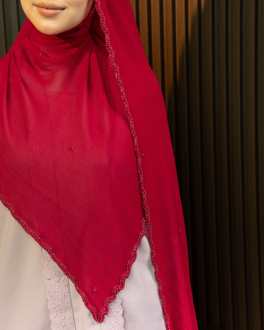 Shawl Beaded Marvelle in Maroon