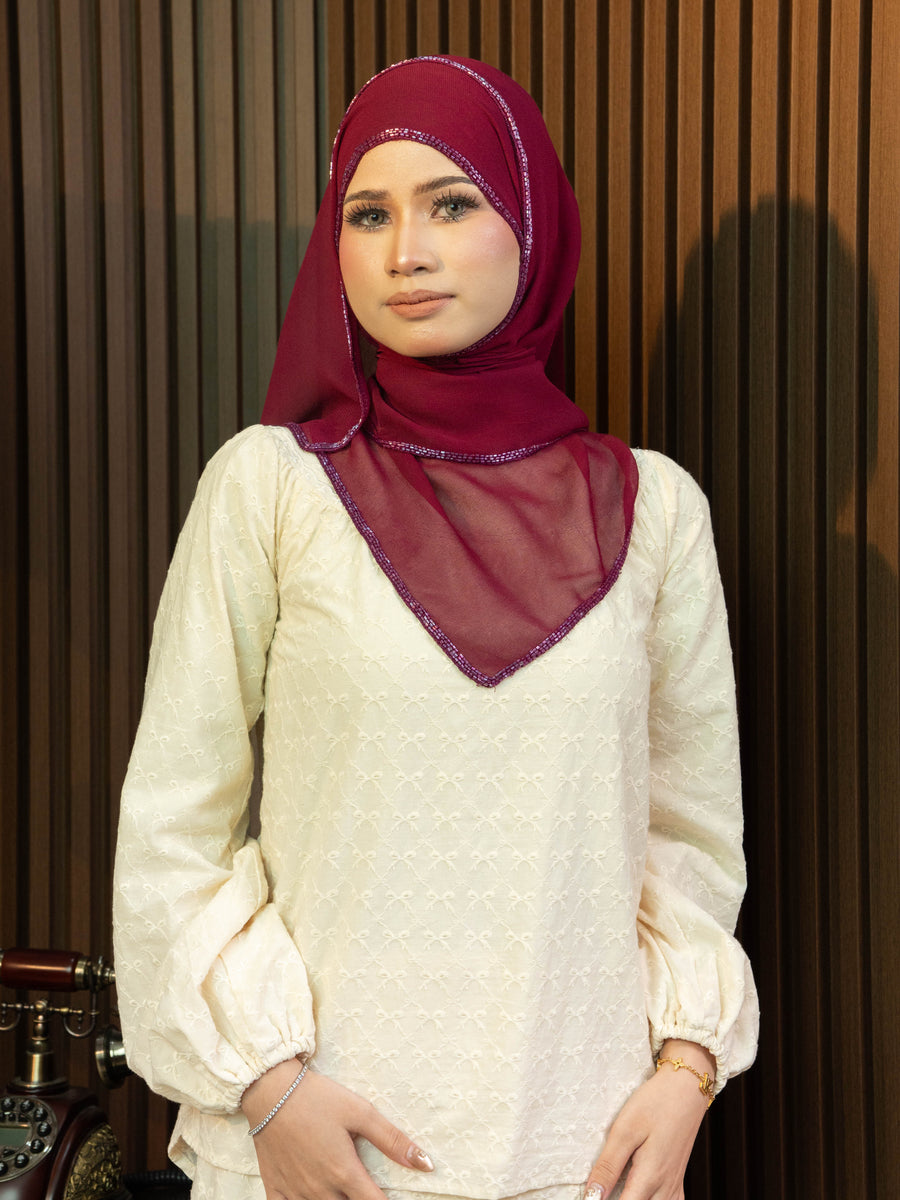 Shawl Beaded Aurielle in Maroon