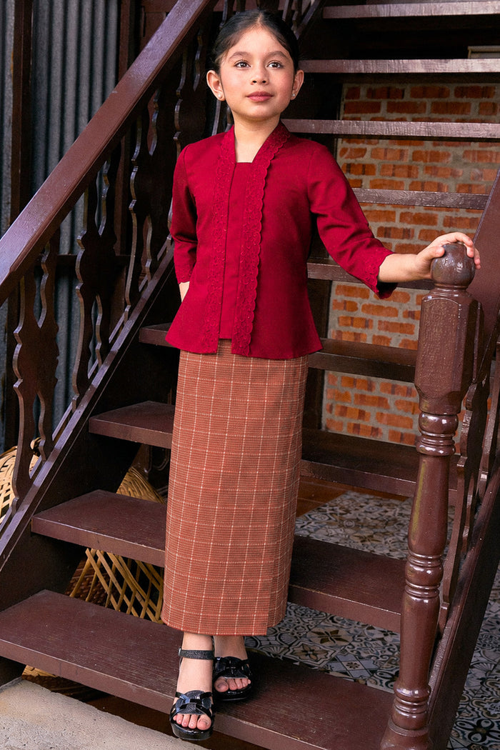 Kebaya Adamaya Kids in Maroon