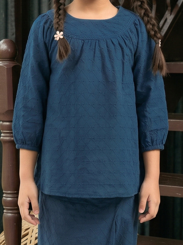 Kurung Cahaya Kids in Teal Blue