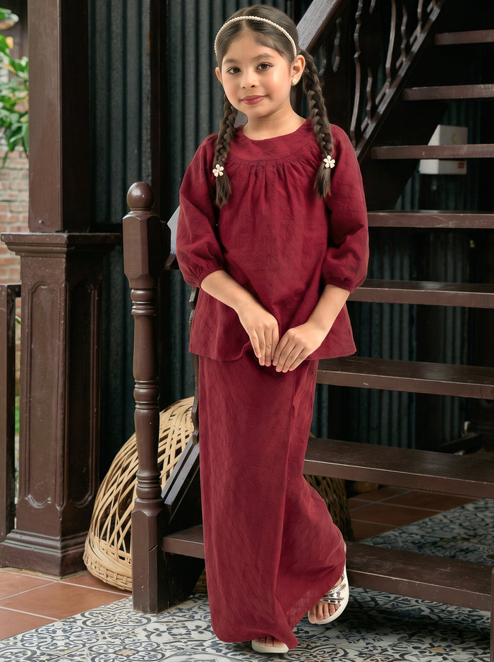 Kurung Cahaya Kids in Maroon