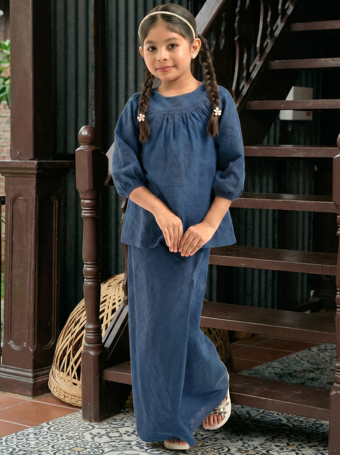 Kurung Cahaya Kids in Steel Blue