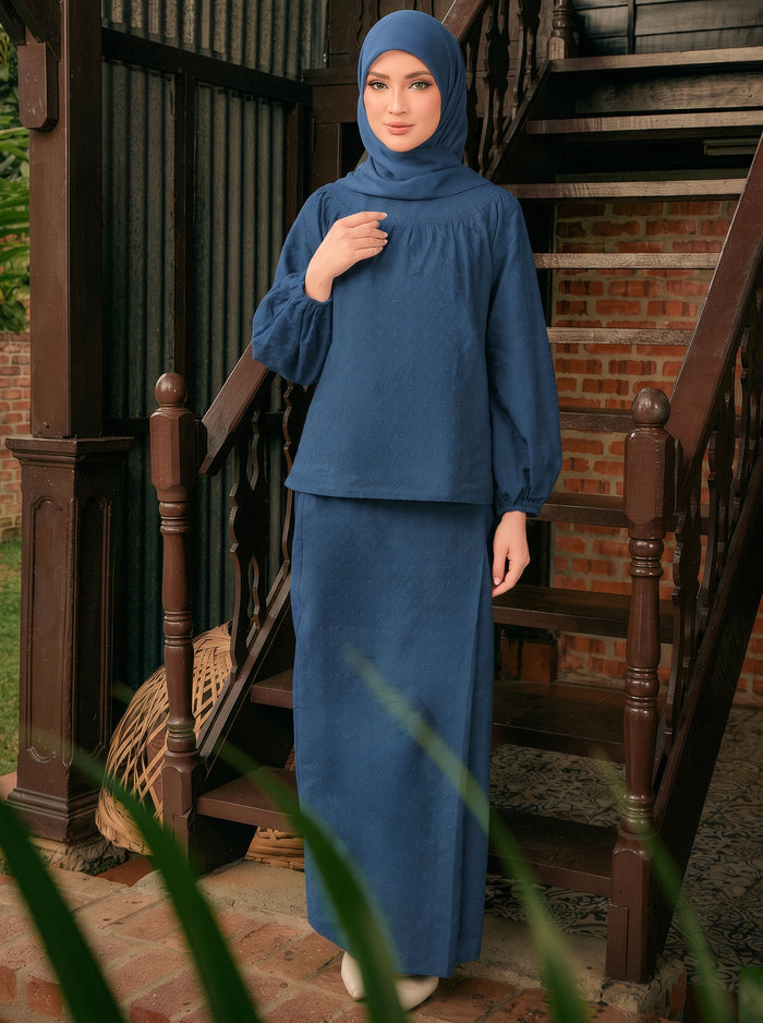 Kurung Cahaya Mom in Steel Blue