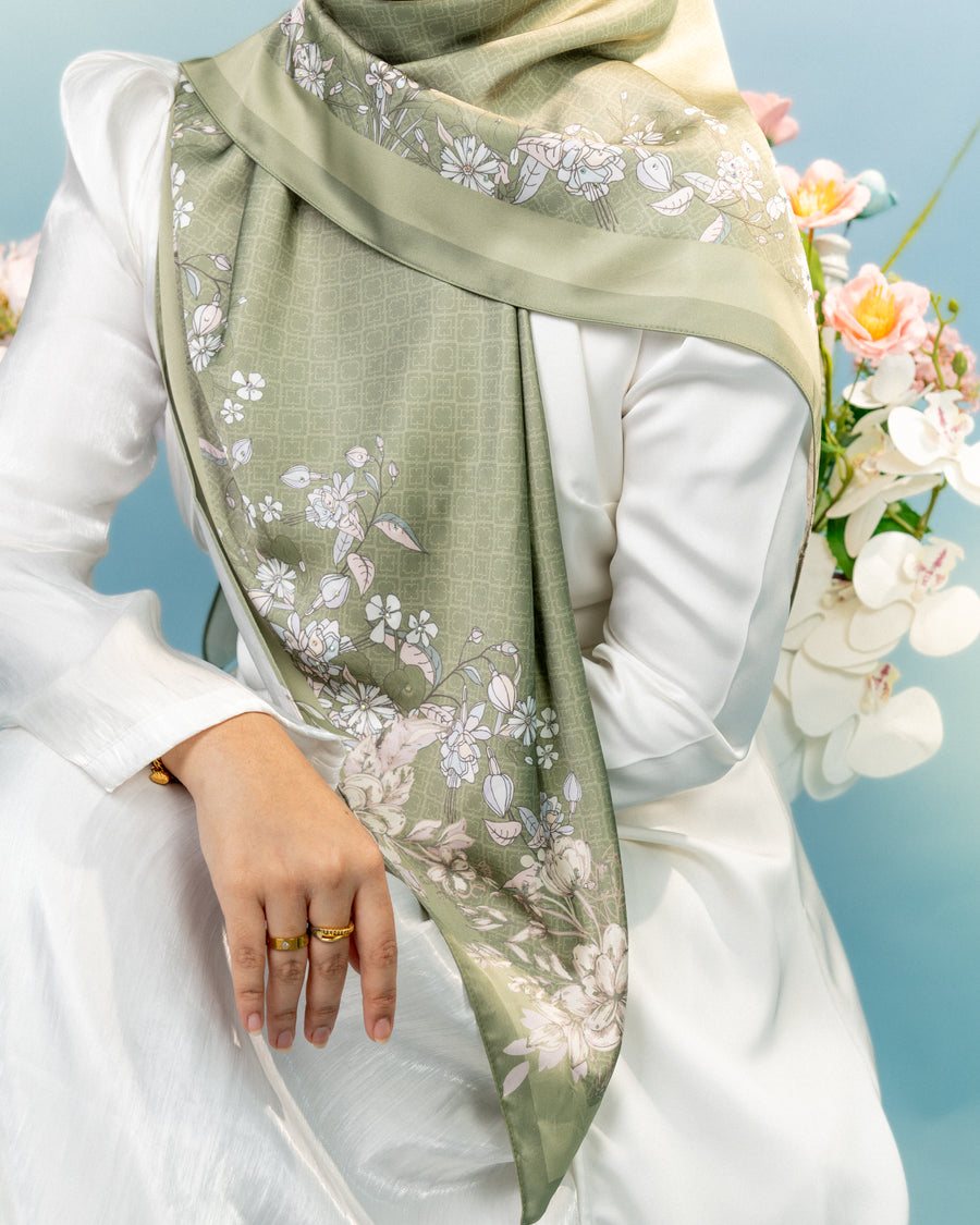 Square 189 Wide Mayaa PTD Stone in Mineral Green