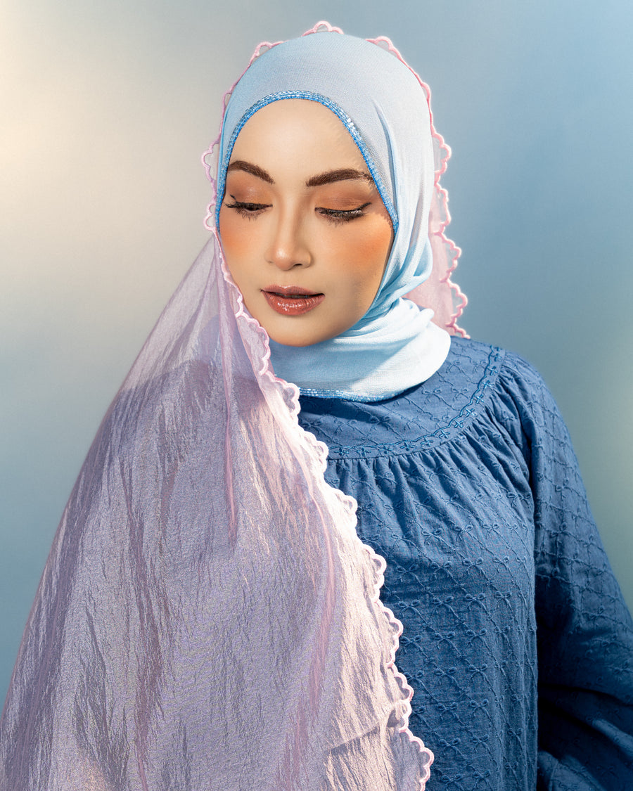 Shawl 79 Veloura Organza EMB Plain in Lilac