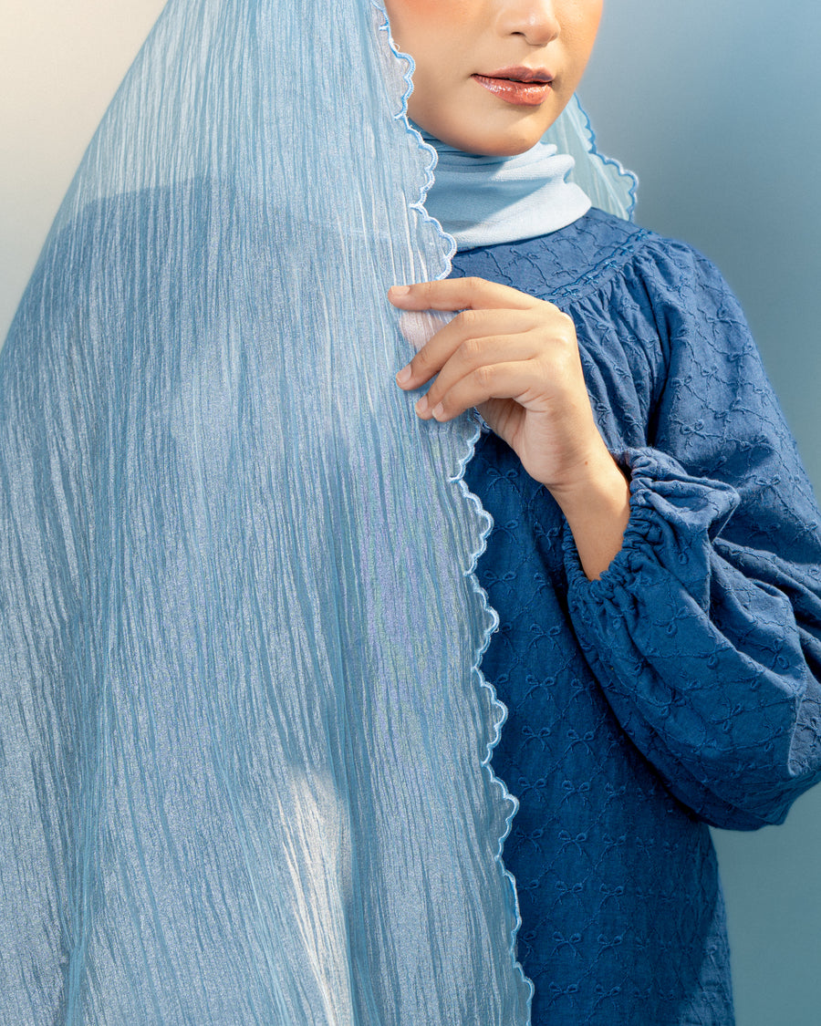 Shawl 79 Veloura Organza EMB Plain in Light Blue