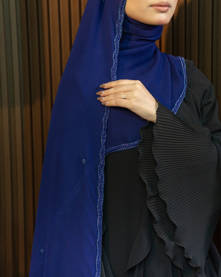 Shawl Beaded Marvelle in Navy Blue