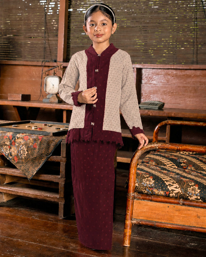 Kebaya Nara Kids in Maroon