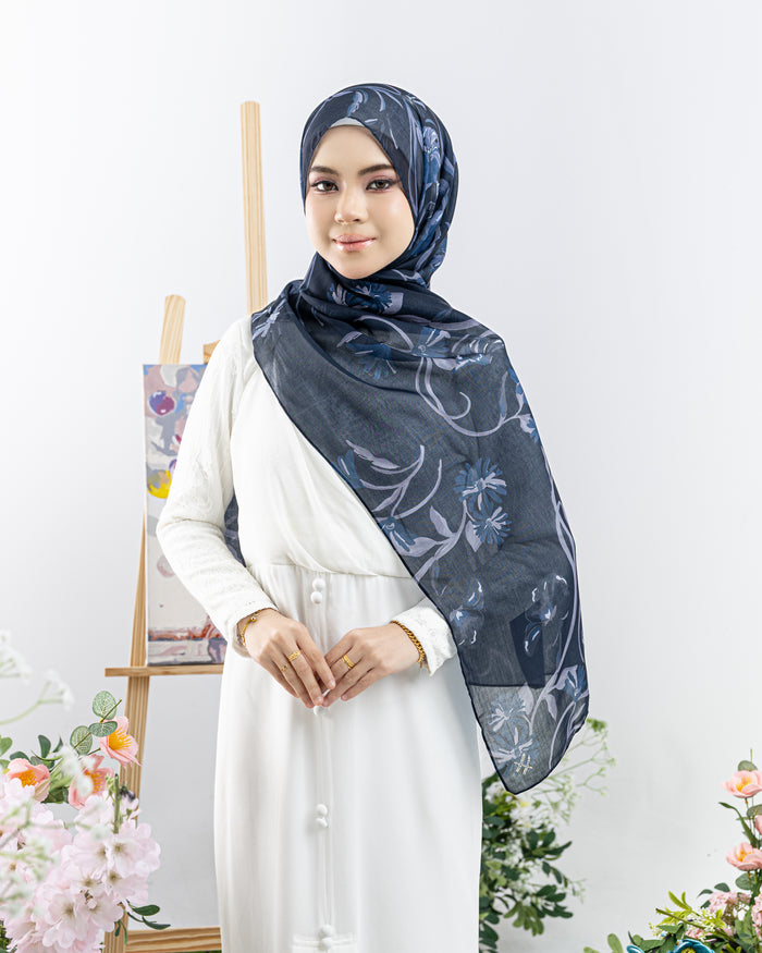 Shawl Amani Printed in Navy Blue