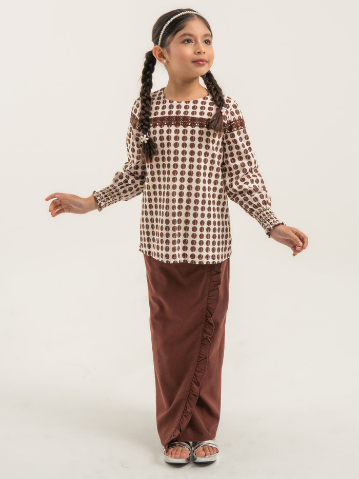 Kurung Modern Gemala Kids in Dark Brown
