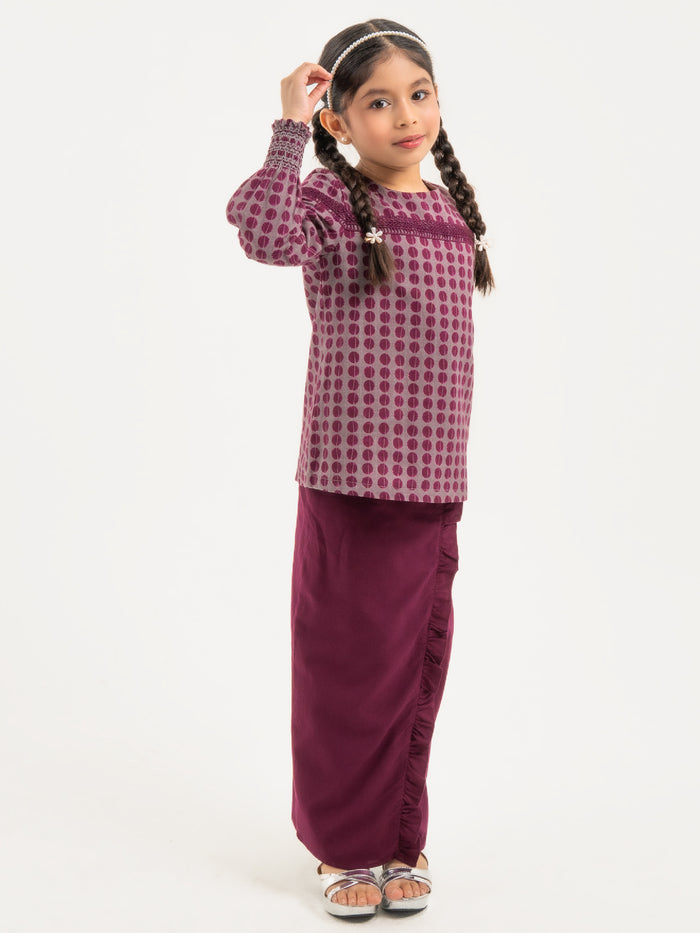 Kurung Modern Gemala Kids in Dark Maroon