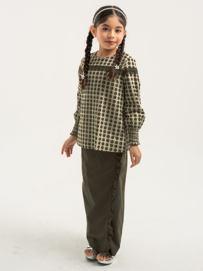 Kurung Modern Gemala Kid in Dark Olive
