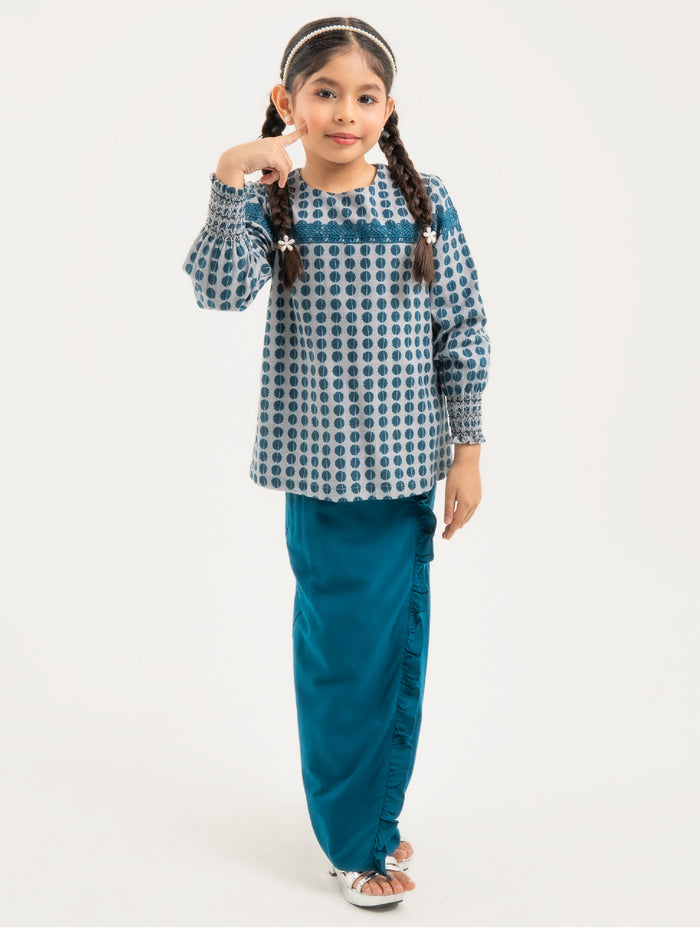 Kurung Modern Gemala Kids in Teal Green