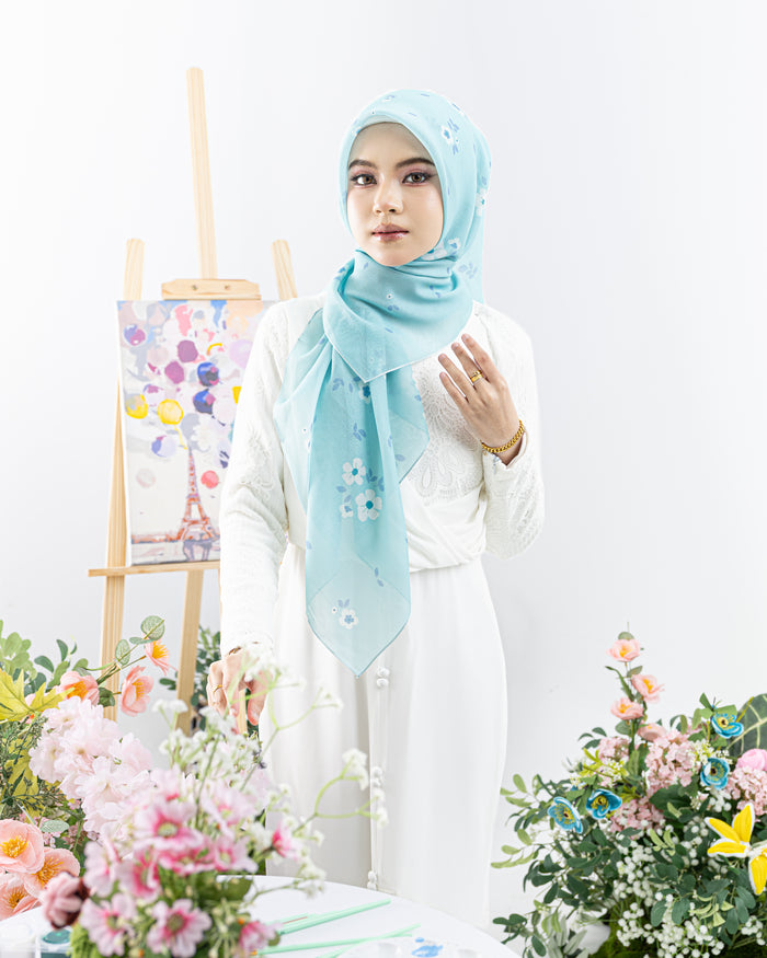 Bawal Salomie Printed in Dusty Jade Green