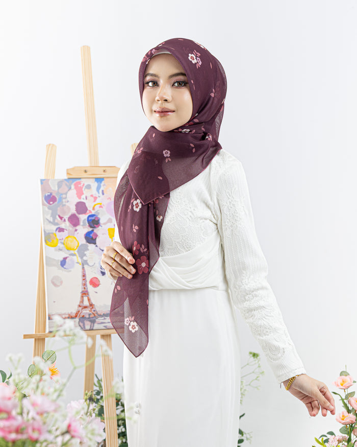 Bawal Salomie Printed in Raspberry Red