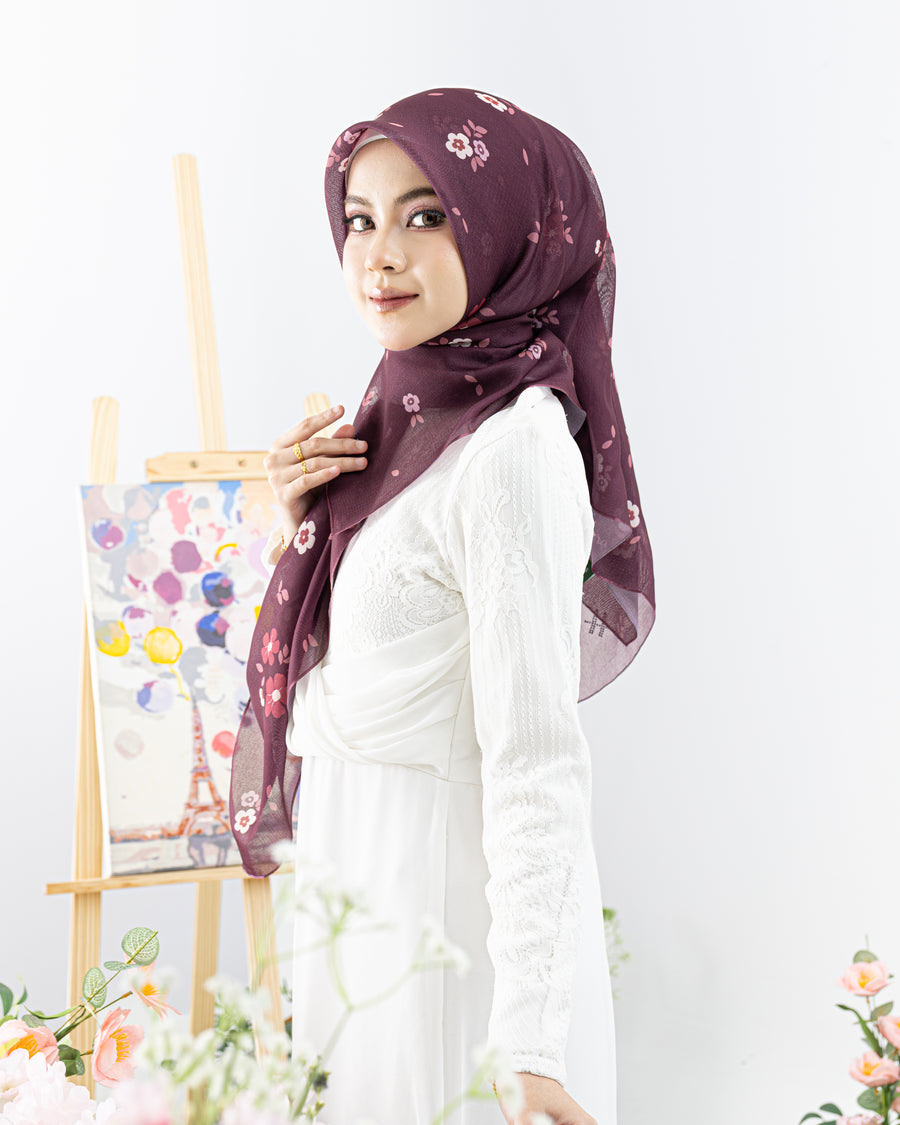 Bawal Salomie Printed in Raspberry Red