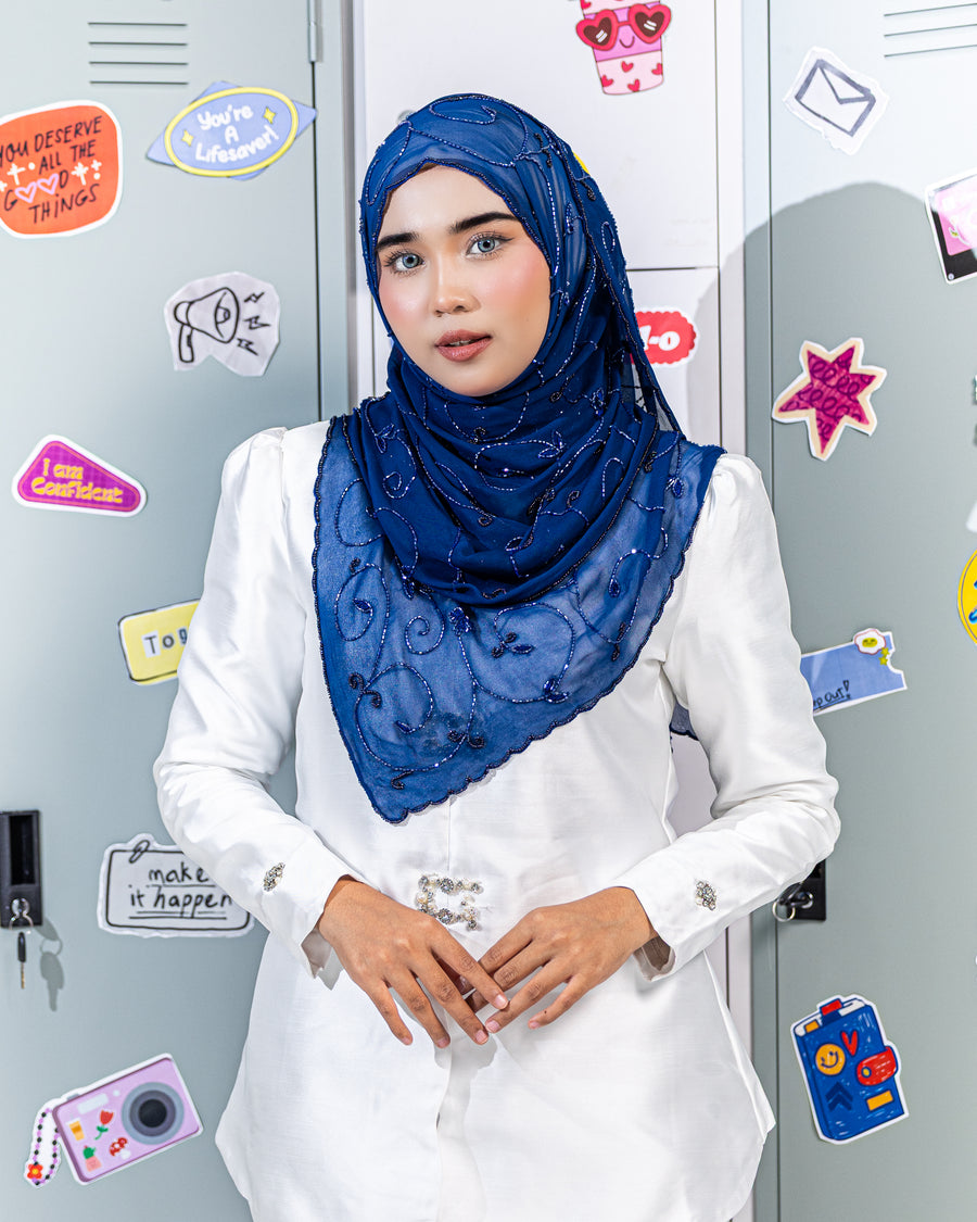 Shawl Beaded Royal in Royal Blue